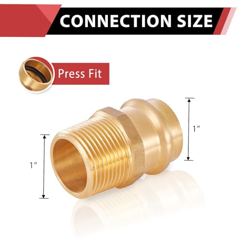 EFIELD Pack of 5 EFIELD Copper Press Adapter Fittings1Inch Copper Press x 1inch Male NPT Brass Adapter 5 1inchPEX18073515PCS - Image 3