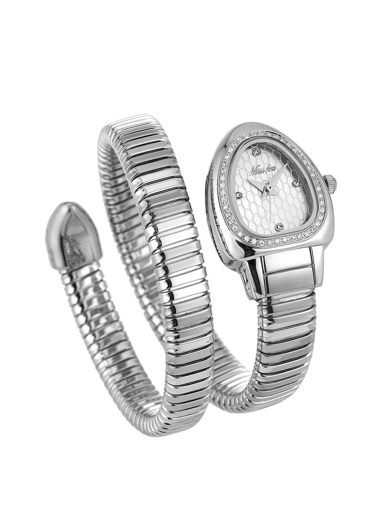 MISS FOX Women's Watch Snake Watch Snake Head Bracelet Stainless Steel with Diamonds Snake Watch - Image 1