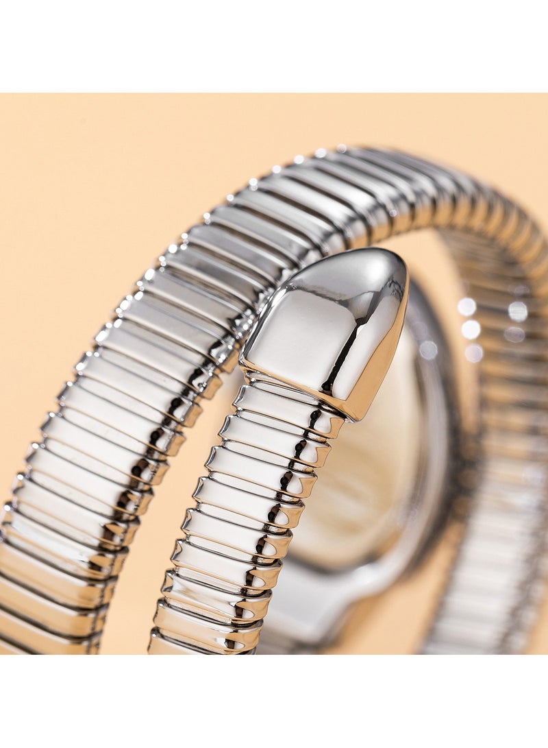 MISS FOX Women's Watch Snake Watch Snake Head Bracelet Stainless Steel with Diamonds Snake Watch - Image 4