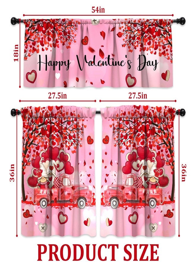 PyreneanHaven Valentines Day Kitchen Curtains Valentines Decorations for Home Valentine Valances Rod Pocket Window Curtains Tier and Valance Set Valentine Decor, 54" x 18" Valance, 27" x 36" Tier, 3 Panel Set - Image 5