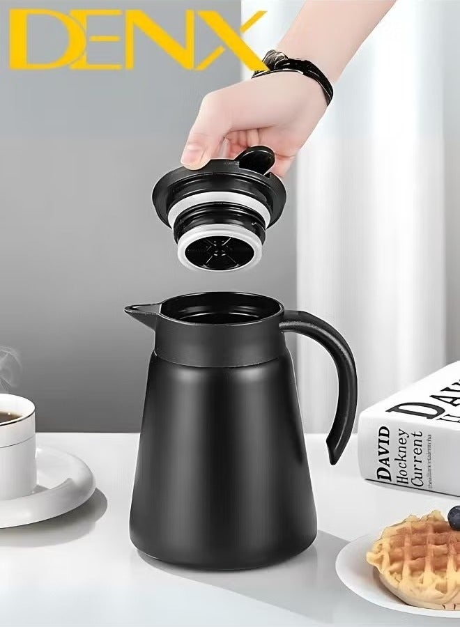 Denx Insulated Coffee and Tea Thermos with 880ml Capacity, Includes Two Additional Serving Cups, Black Color by Denix DX2036 - Image 2