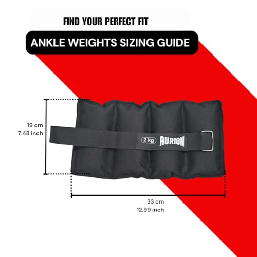 Aurion Ankle Weight Bands 2kg x 2 | Adjustable Wrist Weights for Women & Men | Durable & Quality Polyester Resistance Bands for Strength Training, Gym & Home Workout | Multi-Purpose | (Black) - Image 2