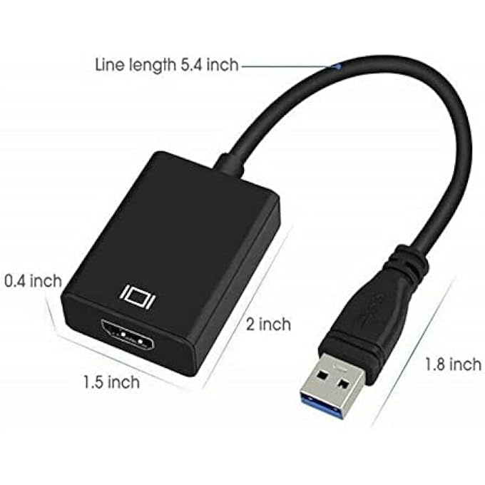 rayihni NETWORK ADAPTERS ETHERNET ADAPTERS EXTERNAL GRAPHICS CARD ADAPTER VIDEO CONVERTER CABLE USB 3.0 TO HDMI CONVERTER USB3.0 TO HDMI ADAPTER(BLACK) - Image 2