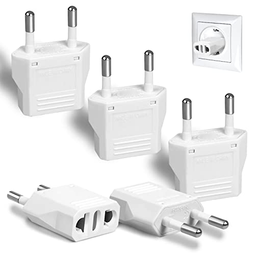 Romeda 6 Pack US to Europe Plug Adapter - Type C European Travel Adapter, Wall Plug Power Converter for Europe (White) - Image 1