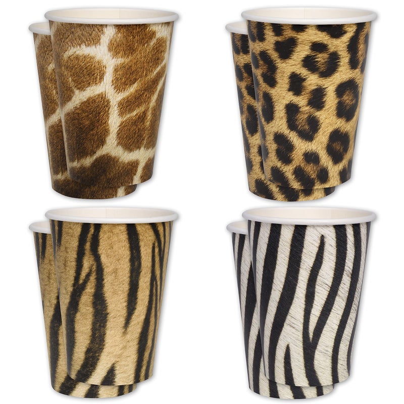 Havercamp Jungle Safari Party Cups 16 Cups Large 12 oz Paper Cups Authentic PhotoRealistic Jungle Animal Print High Definition details of Leopard Tiger Giraffe  Zebra