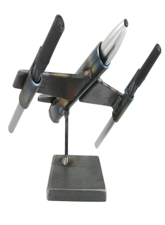 Modern Artisans Vintage Spy Plane Recycled Metal Desktop Pen Holder, American Made - Image 2
