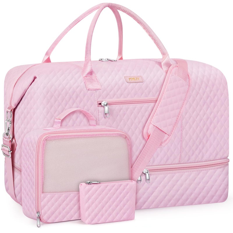 ITIEZY Weekender Bag for Women Travel Duffel Bag - Carry On Overnight Bag with Shoe Compartment Large Nylon Duffle Tote Bag 21.5" with Toiletry Bag for Traveling Business Weekend Trip 3Pcs Set - Image 1