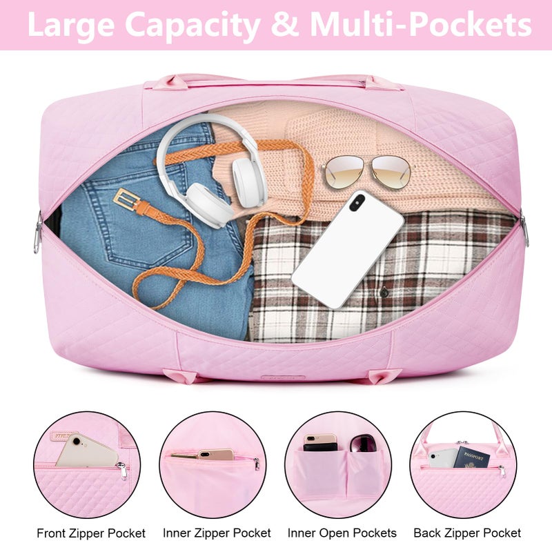 ITIEZY Weekender Bag for Women Travel Duffel Bag - Carry On Overnight Bag with Shoe Compartment Large Nylon Duffle Tote Bag 21.5" with Toiletry Bag for Traveling Business Weekend Trip 3Pcs Set - Image 4