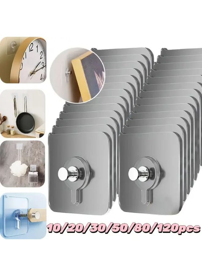 خطافات حائطية حديثة شفافة 80 قطعة لاصقة قوية بدون حفر مقاومة للماء - Image 2