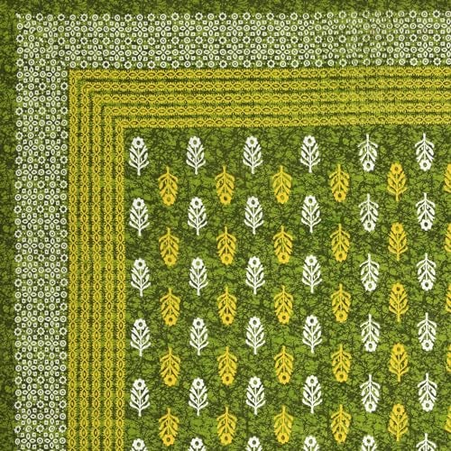 RajasthaniKart® Pure 100% Cotton Double Bed Sheet with 2 Pillow Covers (Bedsheet for Double Bed Cotton, Green Small Booty Jaipuri, King Size,5300) - Image 5