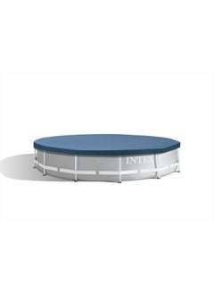 INTEX 28031E N/AA 12 ft. Metal Frame Above Ground Pool Cover, 1 Pack, Blue  - Image 1