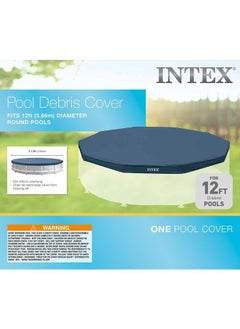 INTEX 28031E N/AA 12 ft. Metal Frame Above Ground Pool Cover, 1 Pack, Blue  - Image 3