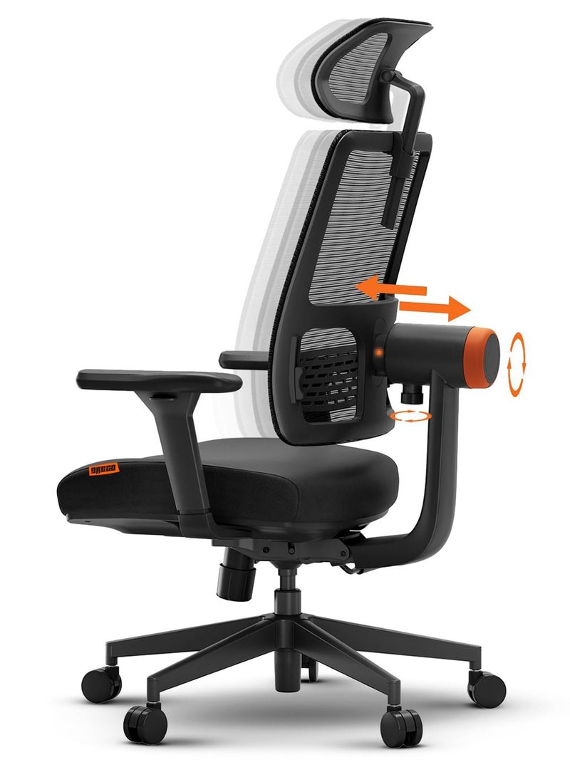 DROGO Ergonomic Office Chair for Work from Home, High Back Computer Chair with Adaptive Lumbar Support, 4D Armrest, Recline, Adjustable Height & Headrest, Mesh Chair for Office (Black) - Image 1