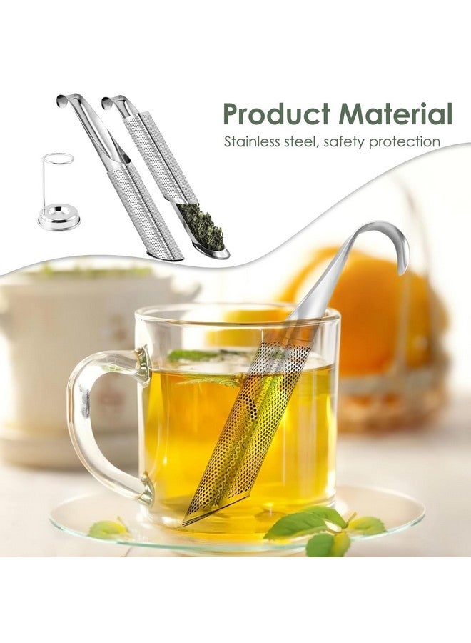 BendJoy® Tea Strainer Stainless Steel with Storage Holder, Pipe-Shaped Tea Infuser, Tea Filter with Hanging Hook for Loose Tea, Coffee, Spice, and Herbs - Image 3