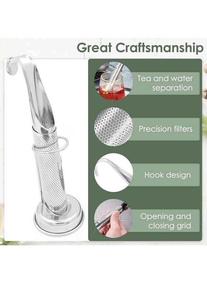 BendJoy® Tea Strainer Stainless Steel with Storage Holder, Pipe-Shaped Tea Infuser, Tea Filter with Hanging Hook for Loose Tea, Coffee, Spice, and Herbs - Image 5