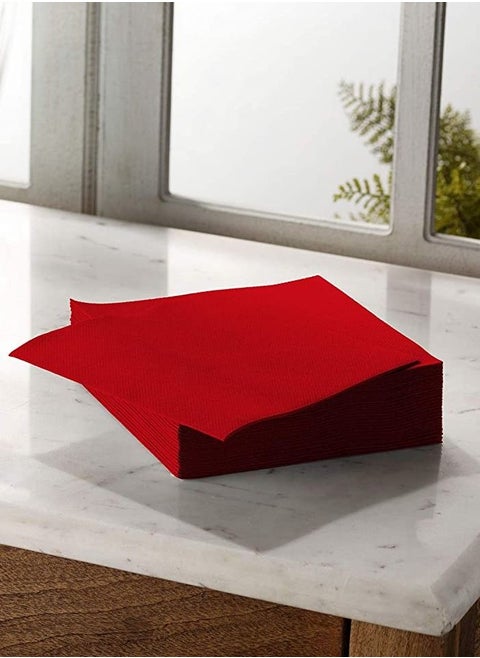 Pack of 50 Eco Friendly Paper Napkin Tissue Red Size 40 x 40 CM