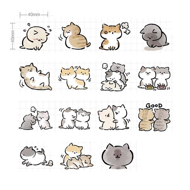 Doraking Small Size Laptop Stickers, 45pcs Doraking Boxed DIY Cute Pets Animals Stickers for Laptop Planners Scrapbook Suitcase Diary Notebooks Album (Naughty Cat) - Image 2