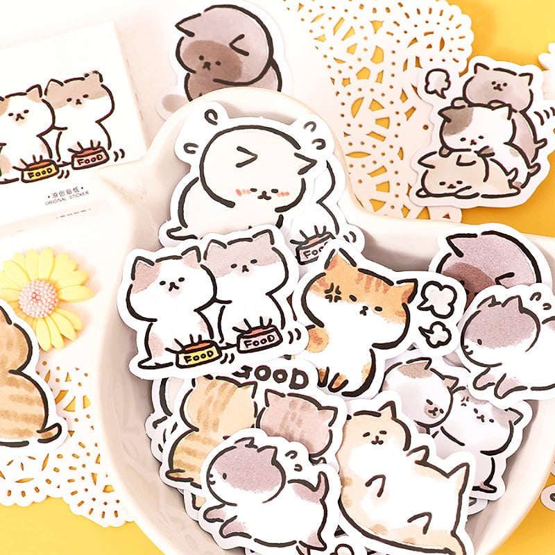 Doraking Small Size Laptop Stickers, 45pcs Doraking Boxed DIY Cute Pets Animals Stickers for Laptop Planners Scrapbook Suitcase Diary Notebooks Album (Naughty Cat) - Image 5
