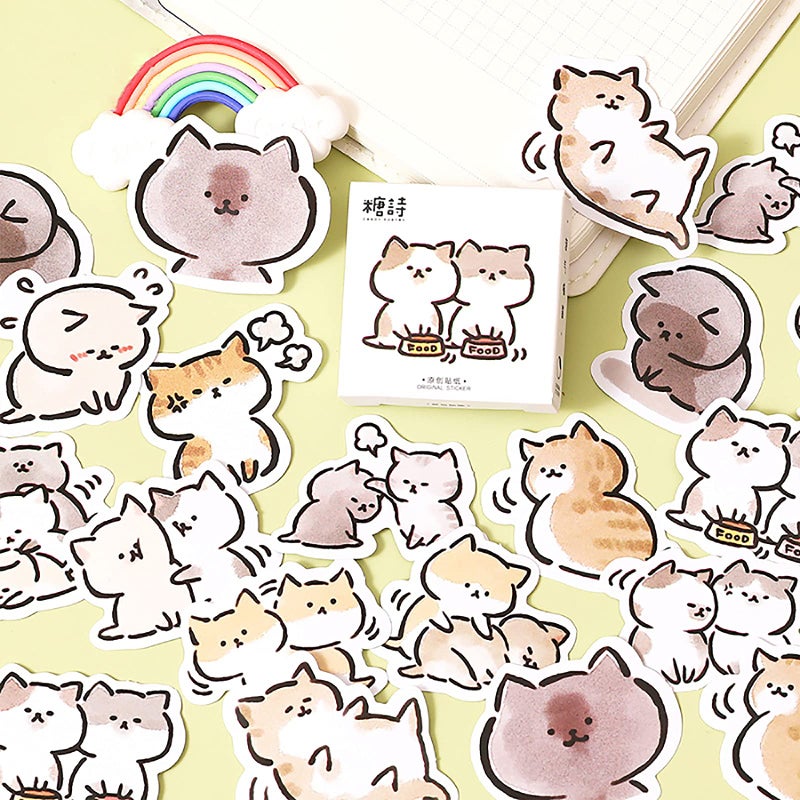 Doraking Small Size Laptop Stickers, 45pcs Doraking Boxed DIY Cute Pets Animals Stickers for Laptop Planners Scrapbook Suitcase Diary Notebooks Album (Naughty Cat) - Image 4