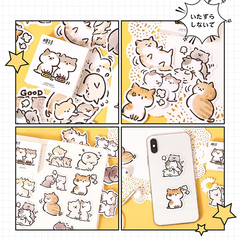 Doraking Small Size Laptop Stickers, 45pcs Doraking Boxed DIY Cute Pets Animals Stickers for Laptop Planners Scrapbook Suitcase Diary Notebooks Album (Naughty Cat) - Image 3