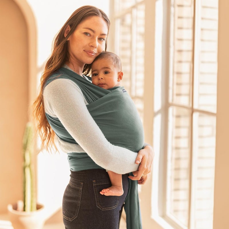 moby Basics Baby Wrap Carrier for Newborns to Toddlers (8-33lbs), Infant Sling Carrier, Lightweight & Hands Free Design, Adjustable for All Body Types (Spring Basil) - Image 3