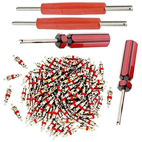Z&D Valve Aracey Tire Repair Tool Set - 4 x Dual Single Head Valve Core Remover and 100 Pieces Car Truck Replacement Tire Tyre Valve Stem Core Part - Image 1