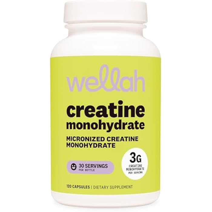 Wellah Creatine Monohydrate Capsules (3000 mg) 120 Capsules - Micronized Creatine, 30 Servings - Image 1