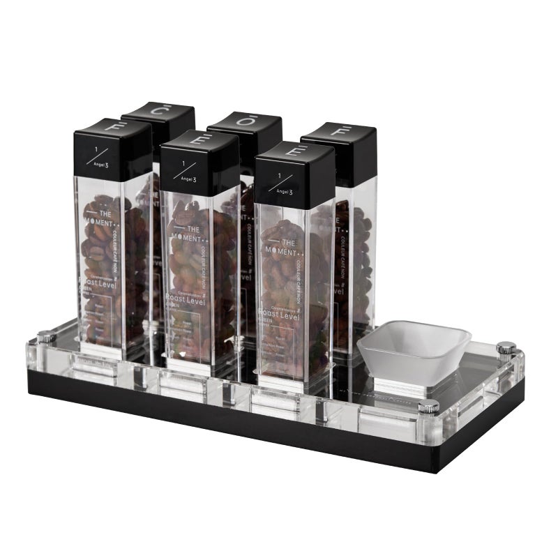 MUVNA Single Espresso Bean Storage 6 Tubes Coffee Bean Cellars for Keep Bean Fresh Dose Bean Container with Acrylic Display Stand Hopper