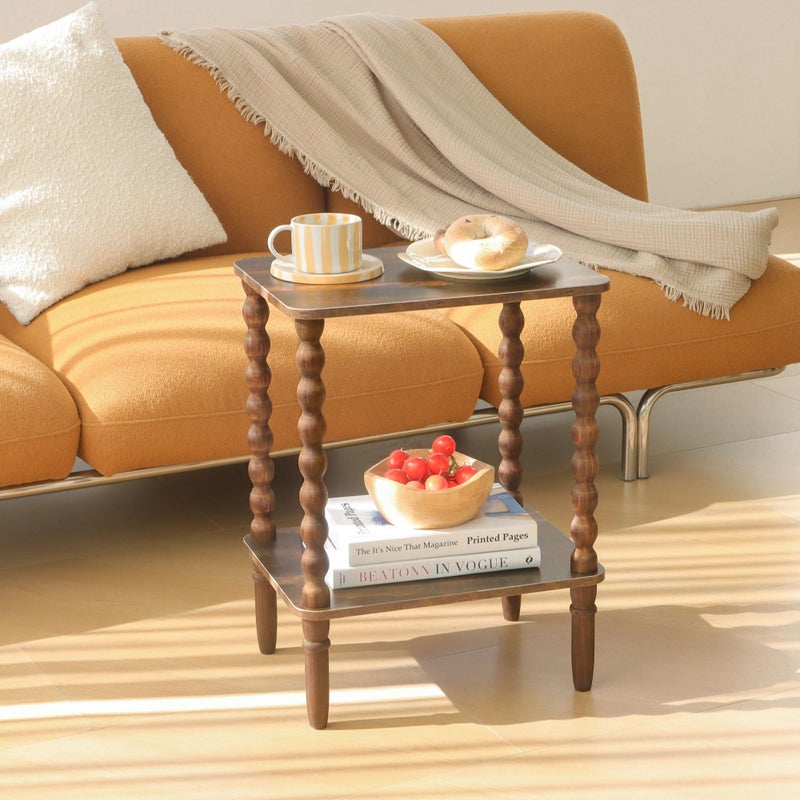 Fultyle Side Tables Set of 2, Small End Table with Storage Shelf, Night Stand Set 2 Bedside Tables for Living Room, Bedroom, Office and Small Spaces (Rustic Brown) - Image 2