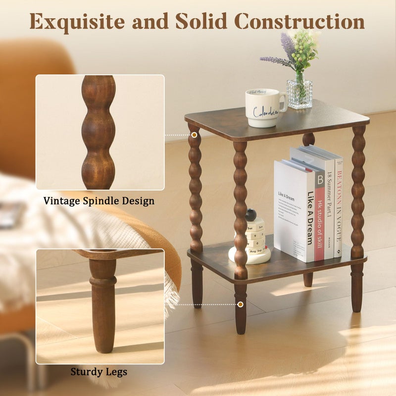 Fultyle Side Tables Set of 2, Small End Table with Storage Shelf, Night Stand Set 2 Bedside Tables for Living Room, Bedroom, Office and Small Spaces (Rustic Brown) - Image 5