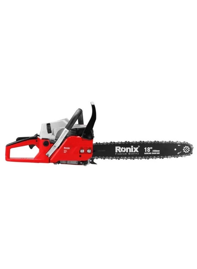 RONIX 1900W Gasoline Chainsaw 45cm Guide Bar 49.3cc Engine, Auto Lube Anti-Vibration Safety Brake, 8500 RPM Max, Fuel Efficient for Tree Felling/Firewood, German Engineered # Ronix 4647 - Image 1