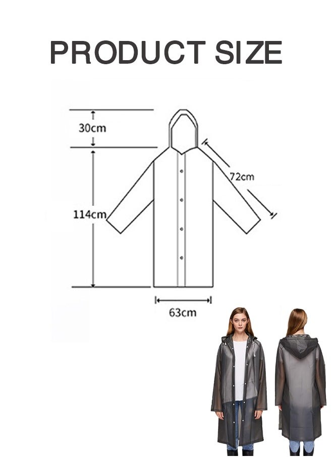 Organizer Rain Coats for Adults Reusable, 1Pcs Thickened Transparent Light Raincoat with Hood and Elastic Cuff Sleeves, EVA Rain Ponchos Rain Jackets Raincoats for Men Women, for Family Fishing Travel (Black)  - Image 2