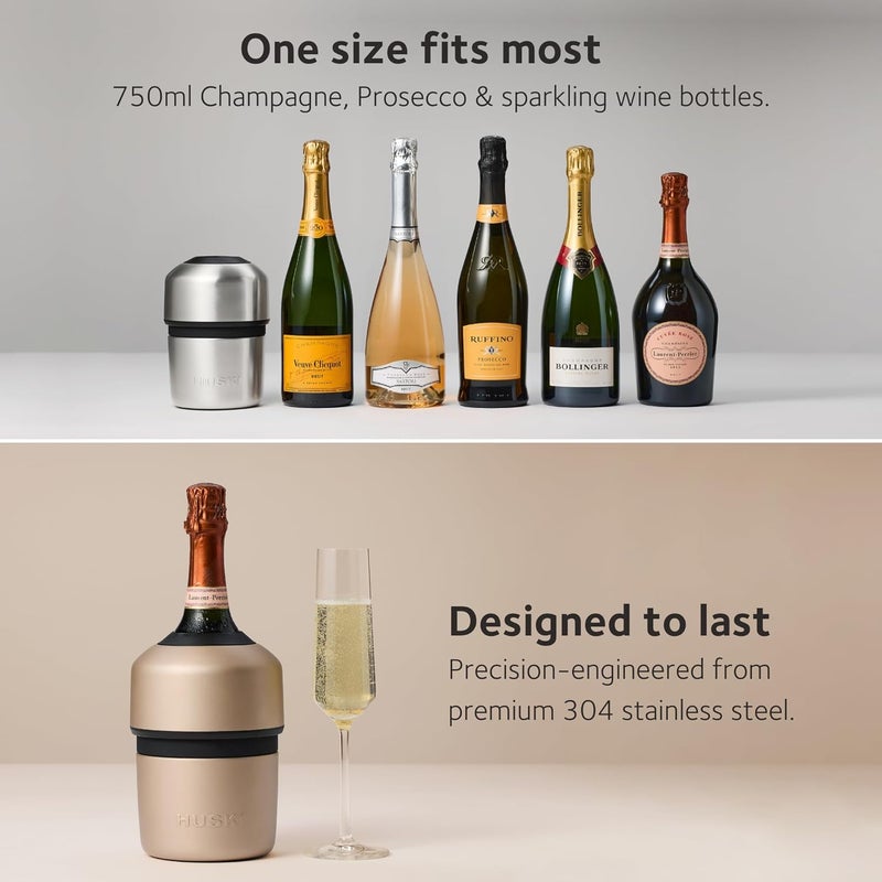 Huski Champagne Chiller | NEW | Award-Winning Iceless Design with Detachable Bottle Stopper | Keeps Wine Cold up to 6 Hours | Fits most 750ml Champagne, Prosecco & Sparkling Wine Bottles (Powder Pink) - Image 4
