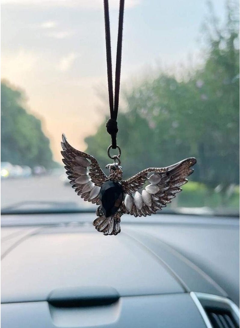 bbdd Car Hanging Ornament – Car Decoration with an Engraved Eagle Design, Made of Metal & Adorned with a Cat's Eye Stone, Perfect for Enhancing Your Car’s Interior Elegance – Length: 11.5 cm - Image 3