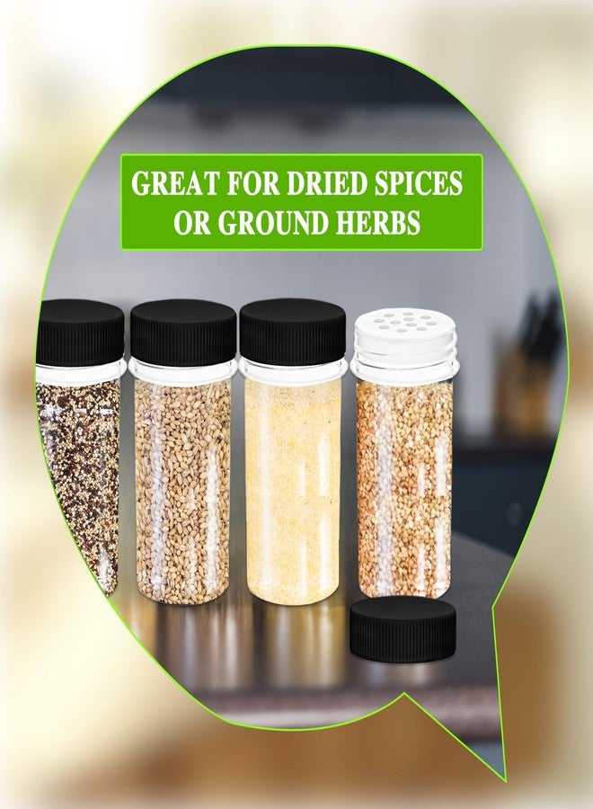Conagel 100 Pack 1 oz Mini Plastic Spice Jars with White Caps Bulk Clear Empty Spice Bottles with Sifters Small Refillable Seasoning Containers for Kitchen Home Travel (Black) - Image 3