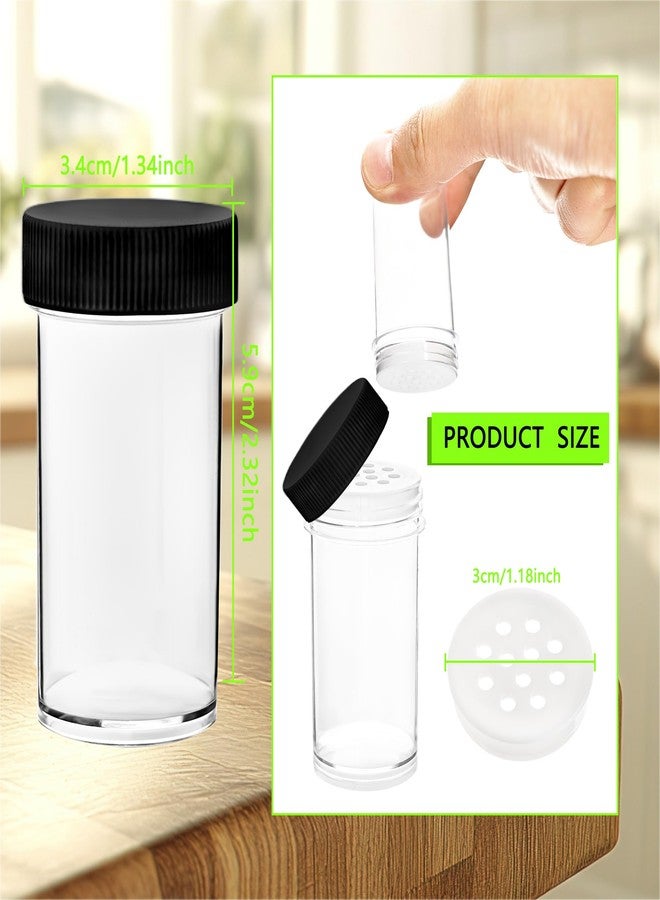 Conagel 100 Pack 1 oz Mini Plastic Spice Jars with White Caps Bulk Clear Empty Spice Bottles with Sifters Small Refillable Seasoning Containers for Kitchen Home Travel (Black) - Image 2