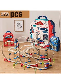 Generic Construction Race Tracks Car Set for Kids，Rail Track Toy Playset with Traffic Sign DIY Tracks Toy Gifts  - Image 1