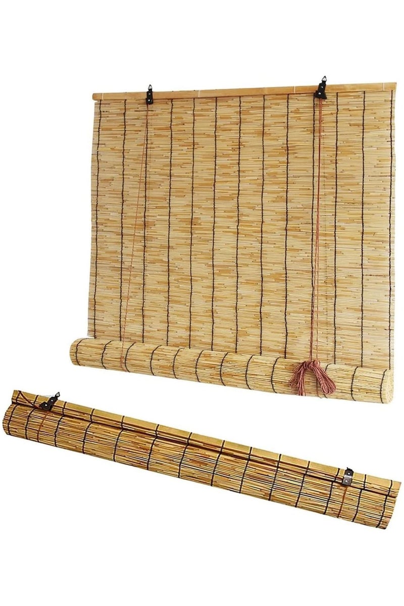 لينجوي ستائر قابلة للطي من الخيزران المتفحم، ستائر قصب داخلية وخارجية للنوافذ - Image 3