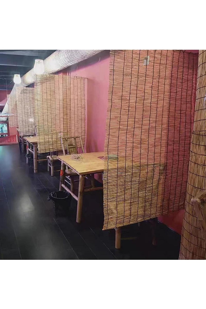 لينجوي ستائر قابلة للطي من الخيزران المتفحم، ستائر قصب داخلية وخارجية للنوافذ - Image 5