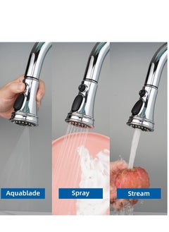 Excefore Kitchen Tap Spray Head Replacement, 3 Function Kitchen Sink Spray Nozzle with 9 Adapters, Pull Out Spray Head for Kitchen Faucet, Compatible with Most Faucets (G1/2)  - Image 3