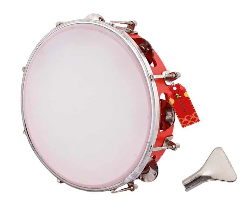 UAPAN Dafli Musical Instrument I Dafli/Tambourine I 7inch Hand Percussion Musical Instrument I Red color I small Tambourine - Image 1