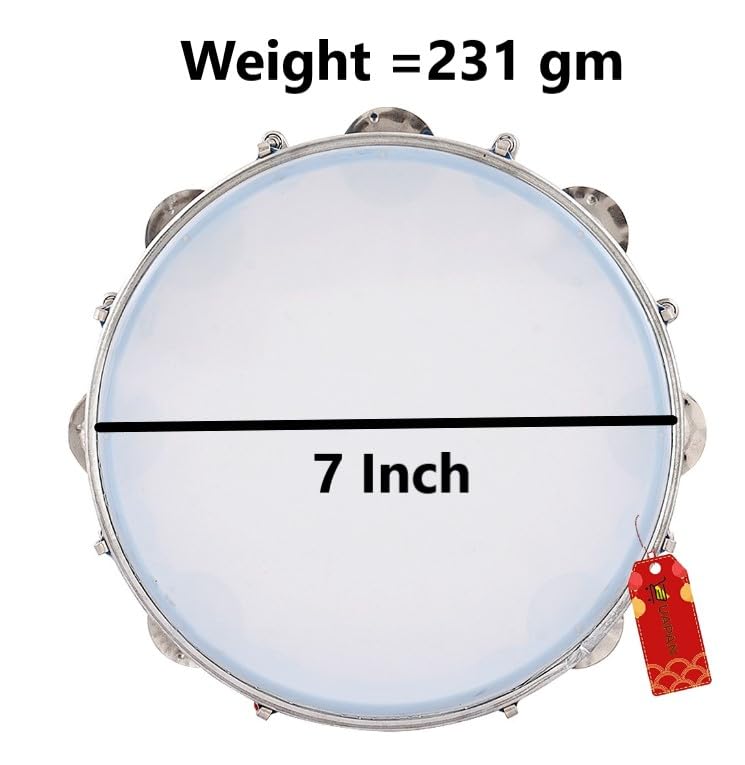 UAPAN Dafli Musical Instrument I Dafli/Tambourine I 7inch Hand Percussion Musical Instrument I Red color I small Tambourine - Image 2