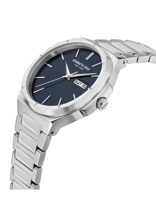 Kenneth Cole New York ساعة أنالوج كوارتز كلاسيكية بقطر 43.5 مم بقرص أزرق للرجال - Image 3