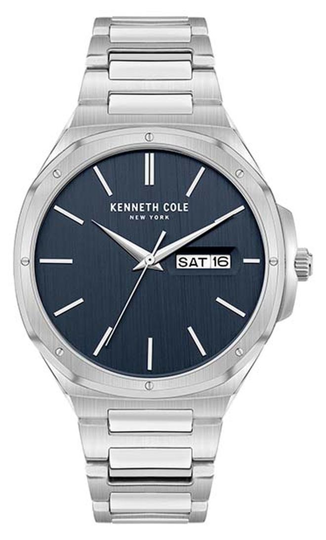Kenneth Cole New York ساعة أنالوج كوارتز كلاسيكية بقطر 43.5 مم بقرص أزرق للرجال - Image 1