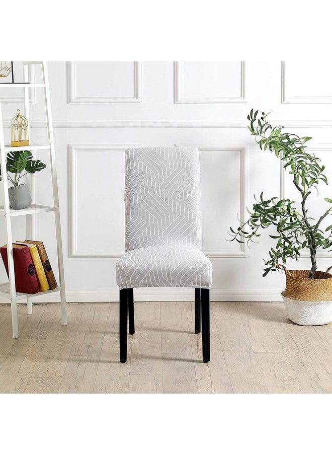 Styleys Styleys Elastic Chair Cover Stretch Removable Washable Short Dining Chair Cover Protector Seat Slipcover (Set of 6, Complex Grey, SD3113A)  - Image 2