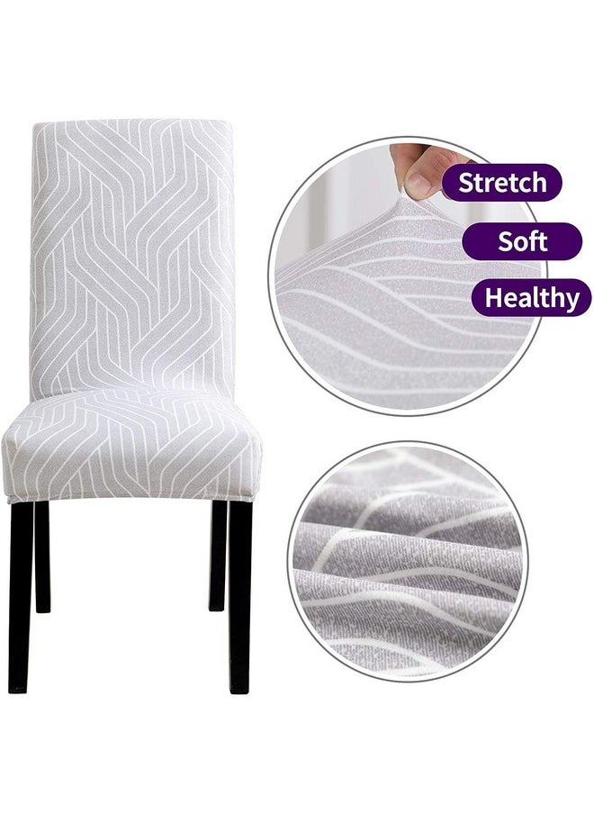 Styleys Styleys Elastic Chair Cover Stretch Removable Washable Short Dining Chair Cover Protector Seat Slipcover (Set of 6, Complex Grey, SD3113A)  - Image 4