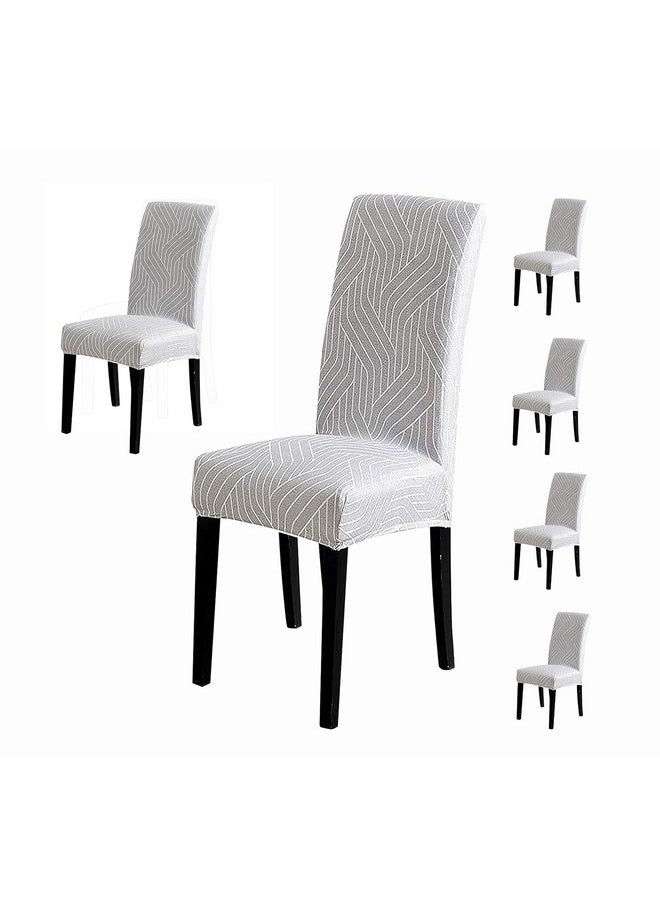 Styleys Styleys Elastic Chair Cover Stretch Removable Washable Short Dining Chair Cover Protector Seat Slipcover (Set of 6, Complex Grey, SD3113A)  - Image 1