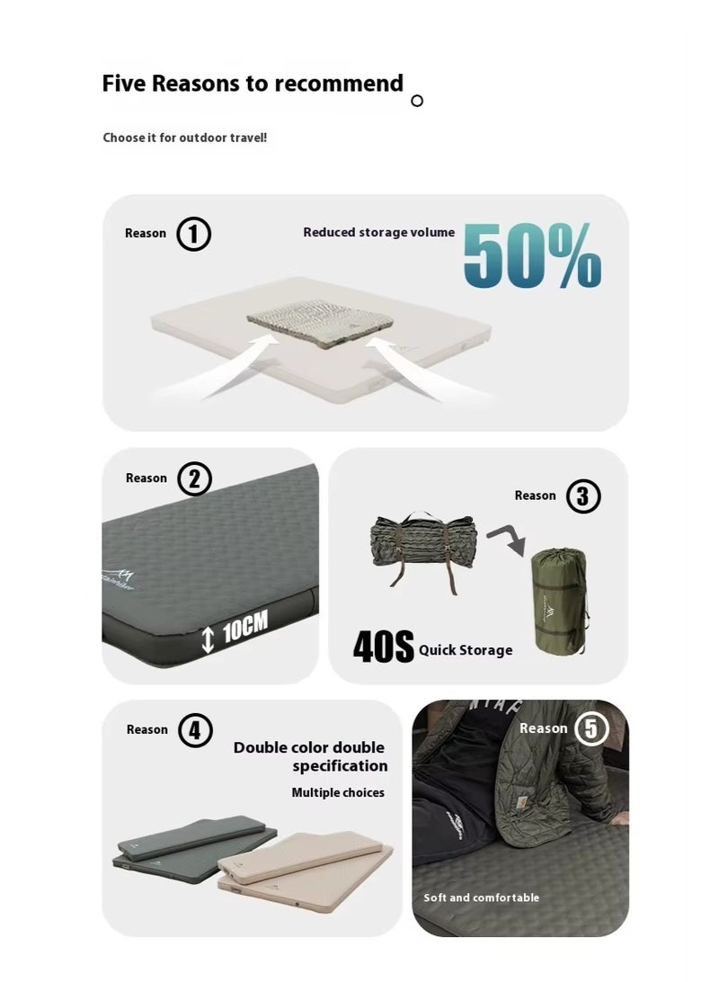 BlueFire MountainHiker Ultra-Compact Self-Inflating Camping Mattress with Built-in Pump | 10cm Thick High-Elastic Sponge & Egg-Crate Design for Supreme Comfort | 40-Second Fast Inflation & 50% Smaller Storage | All-Season R-Value 4.0 Insulated Sleeping Pad for Backpacking, Hiking & Outdoor Adventures - Image 3