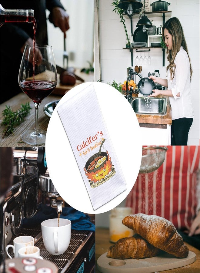 POFULL Anime Inspired Calcifer Lover Gift - Housewarming Calcifer's Bed & Breakfast Kitchen Towel - Image 3