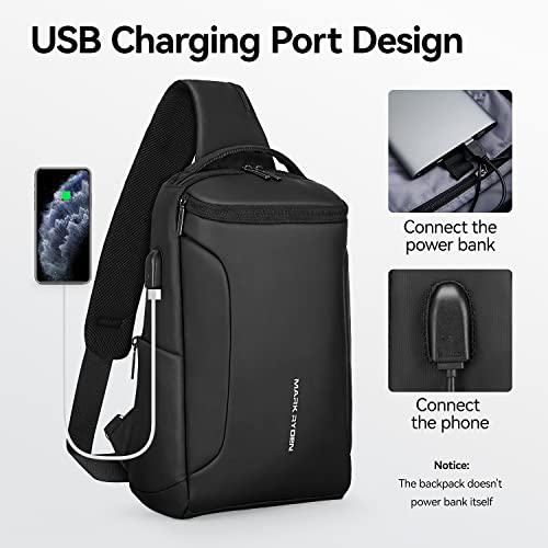 MARK RYDEN Sling Backpack Men, Waterproof Shoulder Bag with USB Charging Port and Adjustable Strap, Holds 9.7 Inch ipad, Sling Bag for Traveling, Sporting, Cycling, Daily - Image 3
